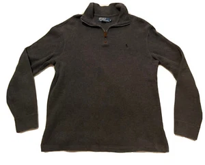 Polo Ralph Lauren Hombres Suéter 1/4 Cremallera Pullover Talla M Gris Oscuro Tejido - Imagen 1 de 4