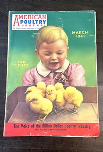American Poultry Journal March 1941 Chickens Baby Chick Cover Magazine Vintage - Bild 1 von 5
