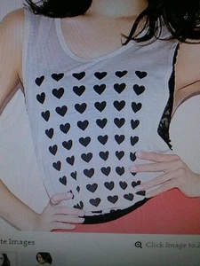 TANQUE GIRATORIO LIGERO VICTORIA'S SECRET NEGRO/CORAZONES - BLANCO TALLA GRANDE - Imagen 1 de 5
