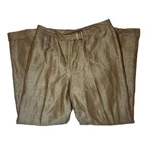 David N. Woman's Belted Linen Blend Brown Trousers Wide Leg Size 10p - Picture 1 of 5