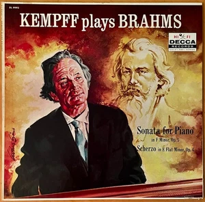 WILHELM KEMPFF Brahms Sonata / Scherzo DECCA 1958 PINK PROMO LP RARE NM - Picture 1 of 2