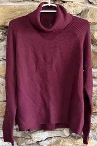 Damen Kuhl Rollkragen Burgunder Wein Langarm Pullover Rippstrick Größe L - Bild 1 von 5