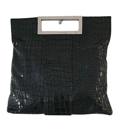 Bolso de Mano Enzo Angiolini Negro Imitación Piel de Serpiente Cuero Bolso sin asas Plegable Foto 1 de 4