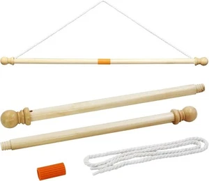Anley 35" Wooden Banner Pole Horizontal Flag Hanger for House Sports Flags - Picture 1 of 5