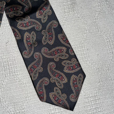 Pierre Balmain Hombre Vestido Corbata Talla 55” 3.5” Negro Paisley Negocios Formal Ciudad  Foto 1 de 4