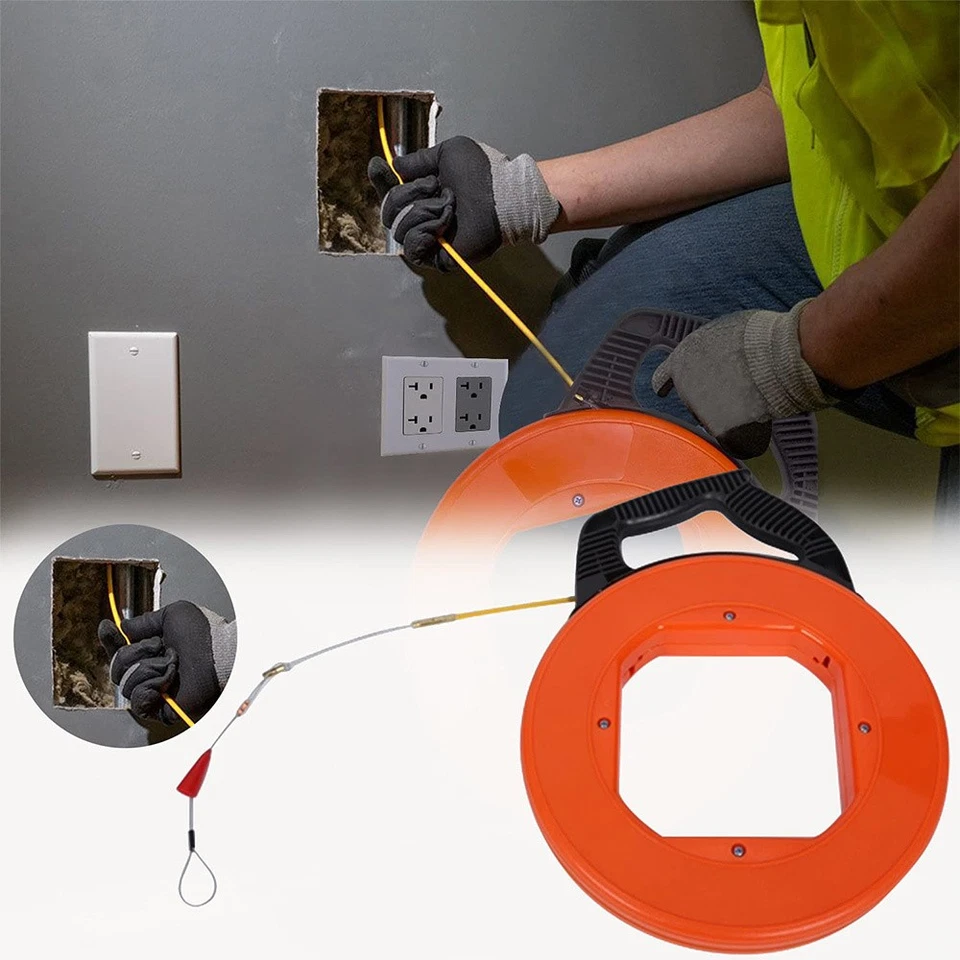 LEEKOOLUU 3MM*30M Fiberglas Kabel Einziehhilfe Kit Einziehband Einziehspirale Einziehdraht