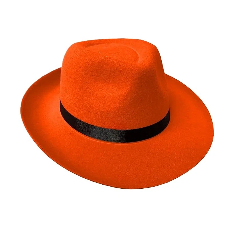 Fedora Naranja - Banda Negra - Día de San Patricio - Accesorio de Disfraz - Talla Única Foto 1 de 1
