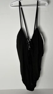 Badeanzug schwarz Einteiler luftig Schwimmen Schnürung hochgeschlossen Gr. 2XL - Bild 1 von 5