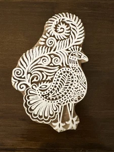 Peacock Shape Design Printing Block Wooden Stamp New - Picture 1 of 2