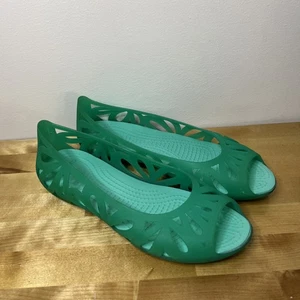 Crocs Womens Adrina Green/teal Womens Jelly Sandals Ballet Flats Size 6 - Picture 1 of 14