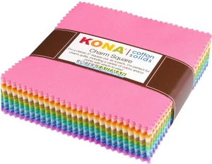 Robert Kaufman Kona Cotton Solids Pastel 5 Inch Precut Squares 101pcs - Picture 1 of 1
