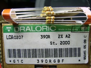 [100pcs] 390R 0.35W 2% Carbon Film Leaded Resistors Draloric LCA0207 - Picture 1 of 1