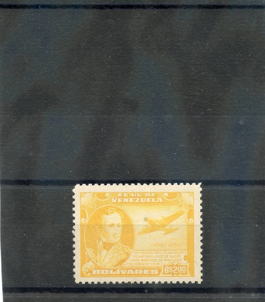 VENEZUELA Sc C215(MI 444)**VF NH 1945 2B YELLOW, TOP VALUE, $60 - Image 1 of 1