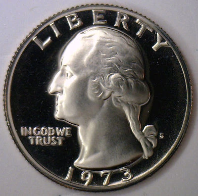1973 CLAD Proof Washington Quarter 25c Quarter Coin Twenty Five Cents - Image 1 of 2