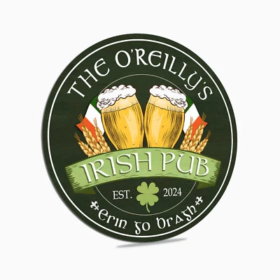 Personalized Irish Pub Sign, St Patrick's Day Decor, Irish Decor Custom Bar Sign - Image 1 of 4
