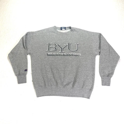 Vintage LDS BYU Brigham Young Cougars Spell Out Sweatshirt Jansport Size Large Cover