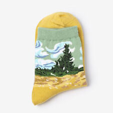 Van Gogh Painting Unisex Socks 1 Pair Wheat Field Cypress Trees Green Gift