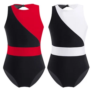 Kids Girls Mesh Patchwork Ballet Dance Leotard Gymnastic Bodysuit Unitard - Picture 1 of 53