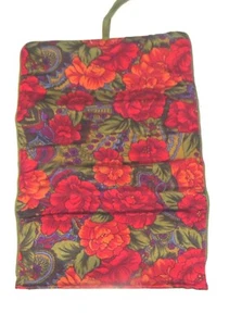 Victoria’s Secret Folding Travel Cosmetic or Jewellery Bag Red & Green Floral - Picture 1 of 4