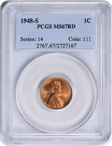 1948-S Lincoln Cent MS67RD PCGS - Picture 1 of 2