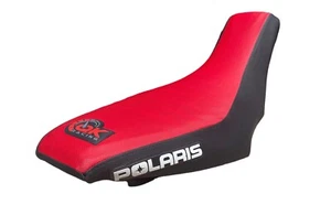 Polaris Outlaw 450 500 525 Seat Cover 2006-2008 All Black w/All RED Ribs - Picture 1 of 3