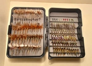 NEW SPRING II MINI FLY BOX w/ 132 nymphs, wets, pupa, dry flies LQQK - Picture 1 of 1