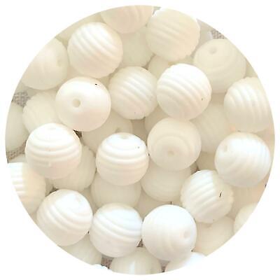 10x Silicone Beads SNOW WHITE 15mm Beehive Round Textured Jewellery DIY Keyring • 7$
