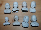 8 têtes de poupée en biscuit allemand antique, plaque épaulière têtes de poupée, 0205