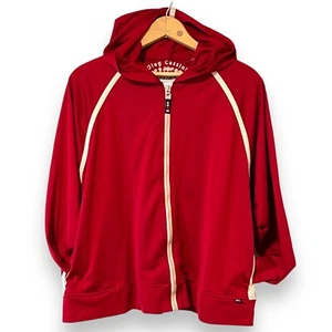 Oleg Cassini Sport Vintage 90s Y2k Red Hooded Zip Up Track Jacket Women's XL - Picture 1 of 11