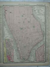 New York City / Brooklyn 1895 Color 11  x 14 Map / Rand McNally Atlas 