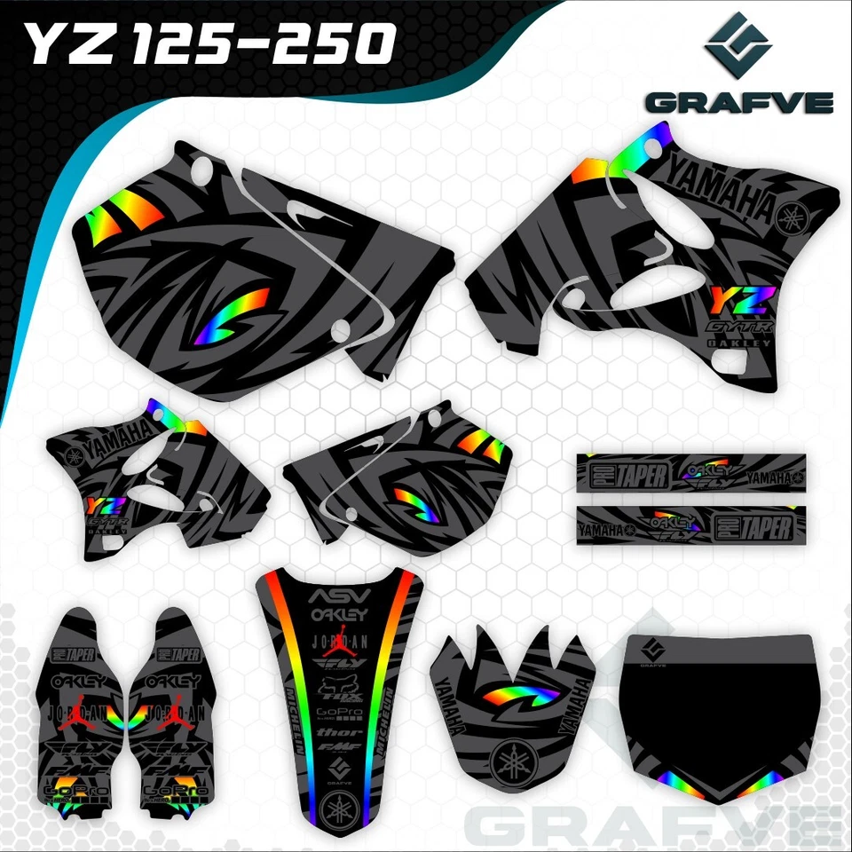 Yamaha Yz 125 250 2002-2014 Kit Calcomanías Gráficas Pegatinas Dirt Bike Personalizado Mx Foto 1 de 1