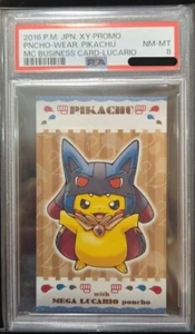 PSA 8 POKEMON JAPONÉS XY PROMO PONCHO USANDO PIKACHU LUCARIO 2016 MC BUSINESS - Imagen 1 de 2