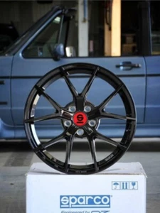  4x Aufkleber für felgen Sparco  Podio matt Black Rot + Schwarz  6cm durchmesser - Bild 1 von 2