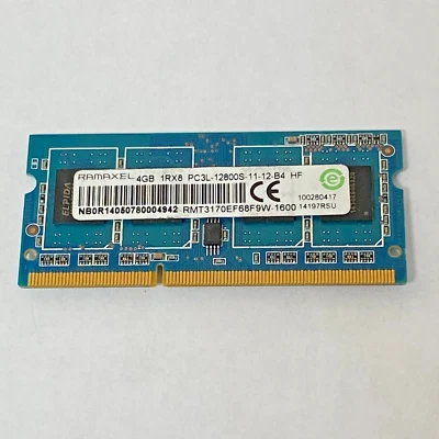4GB Laptop Memory Ramaxel RMT3170EF68F9W-1600  PC3L-12800S DDR3 SODIMM - Image 1 of 2