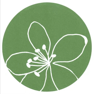 Etikett grün Kreis weiß Blumenumriss selbstklebende Rückseite 3er Pack - Bild 1 von 1