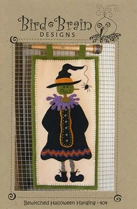 BIRD BRAIN DESIGN - BEWITCHED HALLOWEEN HANGING WOOL APPLIQUÉ PATTERN - Picture 1 of 2