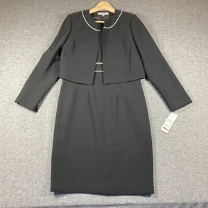 NWT Kasper Dress Jacket Set Womens 8 Black Office Career - Picture 1 of 11