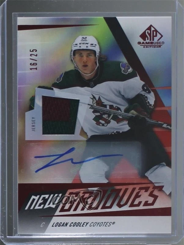 2023 Upper Deck SP Game Used New Grooves Jersey /25 Logan Cooley Rookie Auto RC - Image 1 of 2
