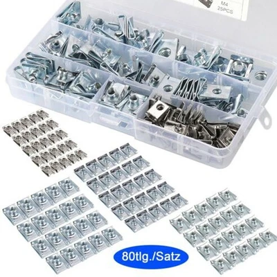 80Tlg Blechschrauben Blechmuttern Schnappmutter Gewinde Clip Mutter Sortiment DE - Bild 1 von 4
