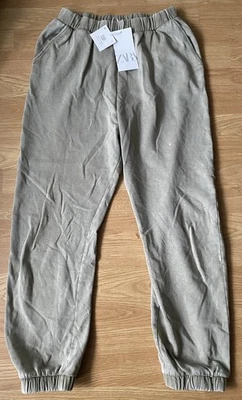 ZARA Khaki Green Washed Look Joggers Tracksuit Bottoms Size M NEW WITH TAGS - Image 1 of 4