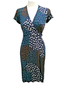 Hobbs Colourful Wrap Dress Size 10 Belted Geometric Pattern Summer Holiday - Picture 1 of 7