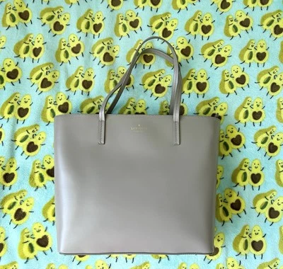 Bolso de Mano Kate Spade Karla City Scape Gris Taupe Cuero Liso Bolso de Hombro Foto 1 de 4