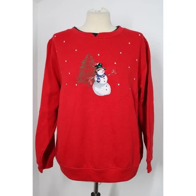 Sudadera Pullover De Colección Años 90 Shenanigans L Rojo Navidad Muñeco de Nieve Vacaciones Foto 1 de 4