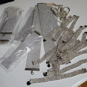 24 Piece Bulk Lot Silvertone Rhinestone Bling Jewellery 4 Scrapbook Crafts DYI - Picture 1 of 13