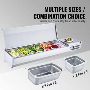 Refrigerated Countertop Condiment Prep Station E71TW-G 160 W 5 1/3 4 1/6 Pans 9S - Picture 1 of 11