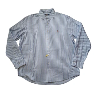 Polo Ralph Lauren Shirt Mens XXL Blue White Stripe Luxury Oxford Long Sleeve  - Picture 1 of 18