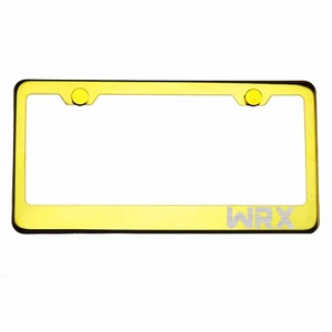 Gold Chrome License Plate Frame WRX Laser Etched Metal Screw Cap - Picture 1 of 8