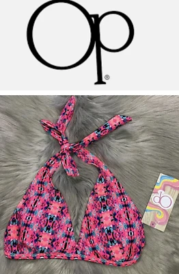 NUEVO CON ETIQUETAS OP Bikini Top Rosa Estampado Traje de Baño Talla G NUEVO Foto 1 de 4