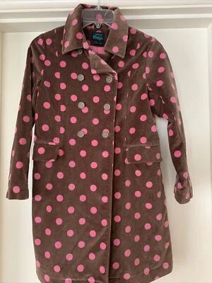 Mini Boden Niñas Marrón y Rosa Algodón Terciopelo Lunares Abrigo Talla 9/10 y~USADO EN EXCELENTE ESTADO Foto 1 de 4