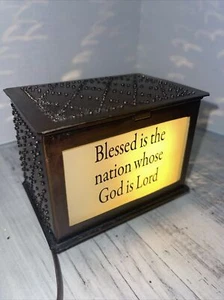 Punched Art Tin Wax Warmer Religious Theme 5x4.5x3.5 Electric Vintage - Picture 1 of 10